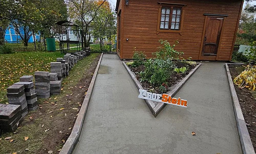 Укладка бетонной брусчатки на бетонное основание